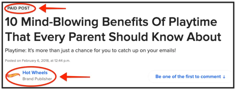 it’s important to display that a post is sponsored when monetizing from sponosrs